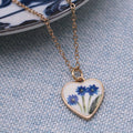 Blue Flower Enamel Gold Heart Necklace - Wild Dandelion BoutiqueJewelryBlue Flower Enamel Gold Heart NecklaceWild Dandelion Boutique