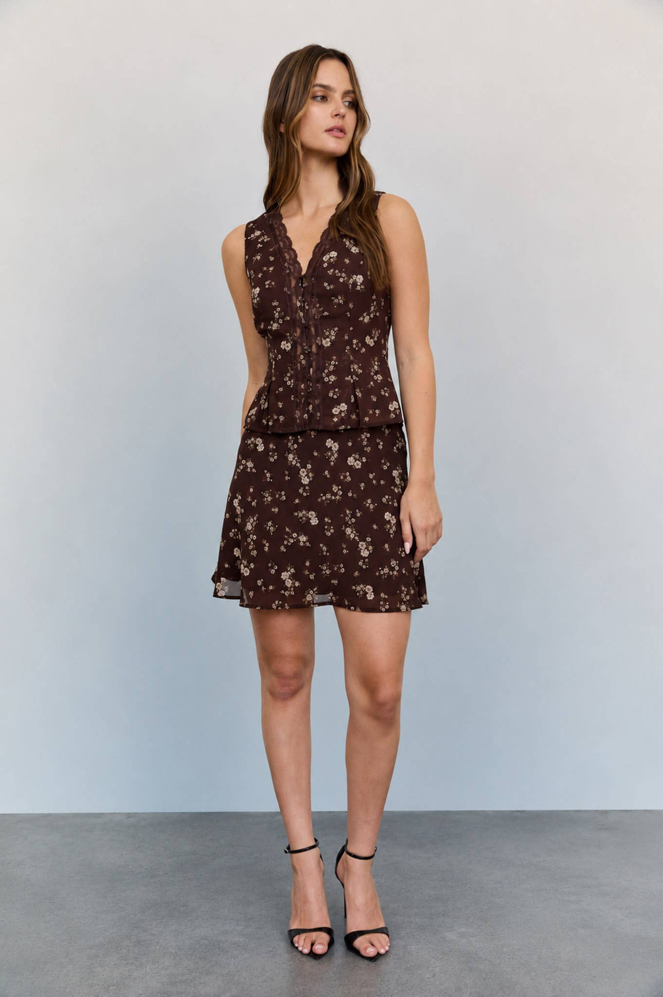 Emmy Floral Lace Trim Sleeveless Blouse