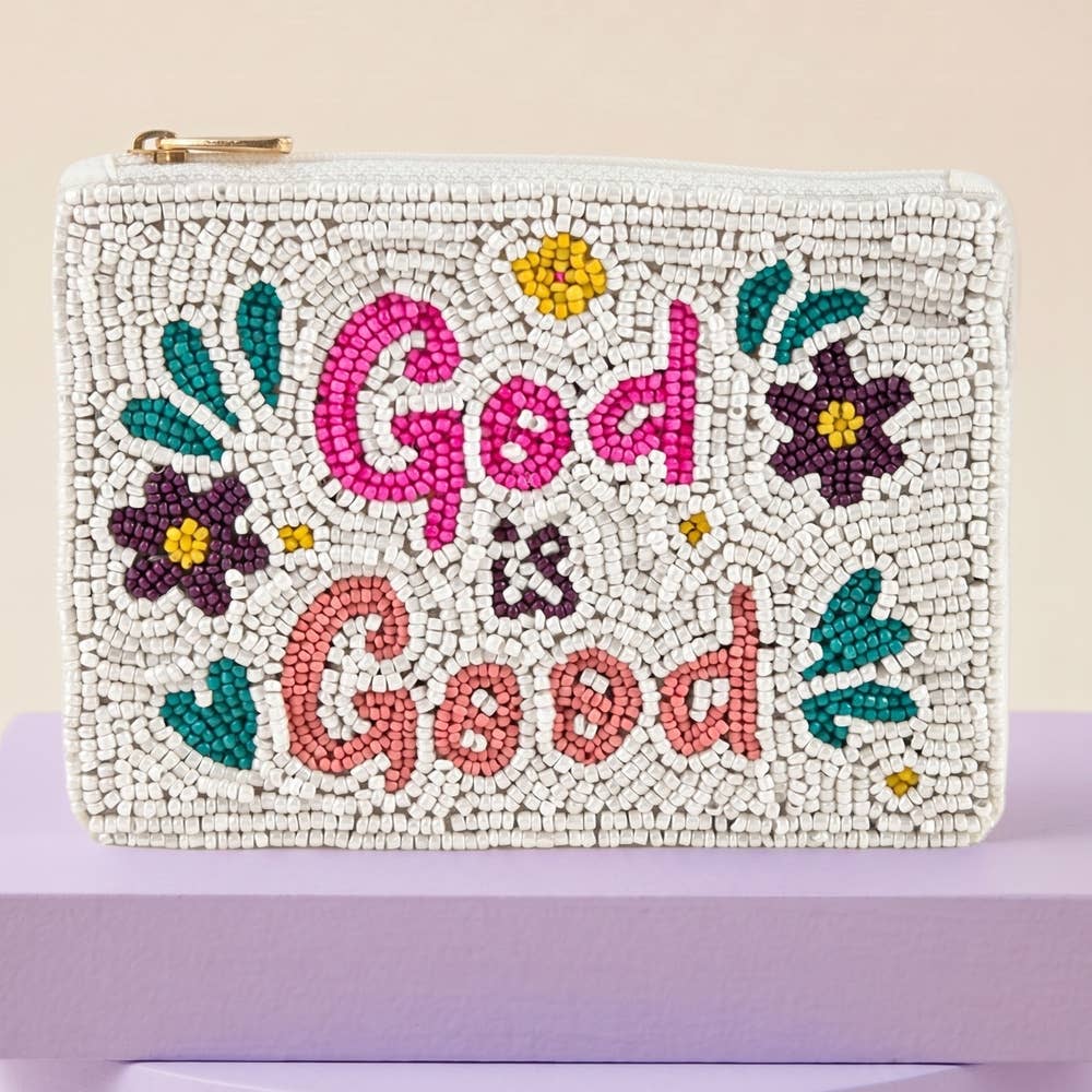 God Is Good Floral Beaded Coin Pouch - Wild Dandelion BoutiqueAccessoriesGod Is Good Floral Beaded Coin PouchWild Dandelion Boutique