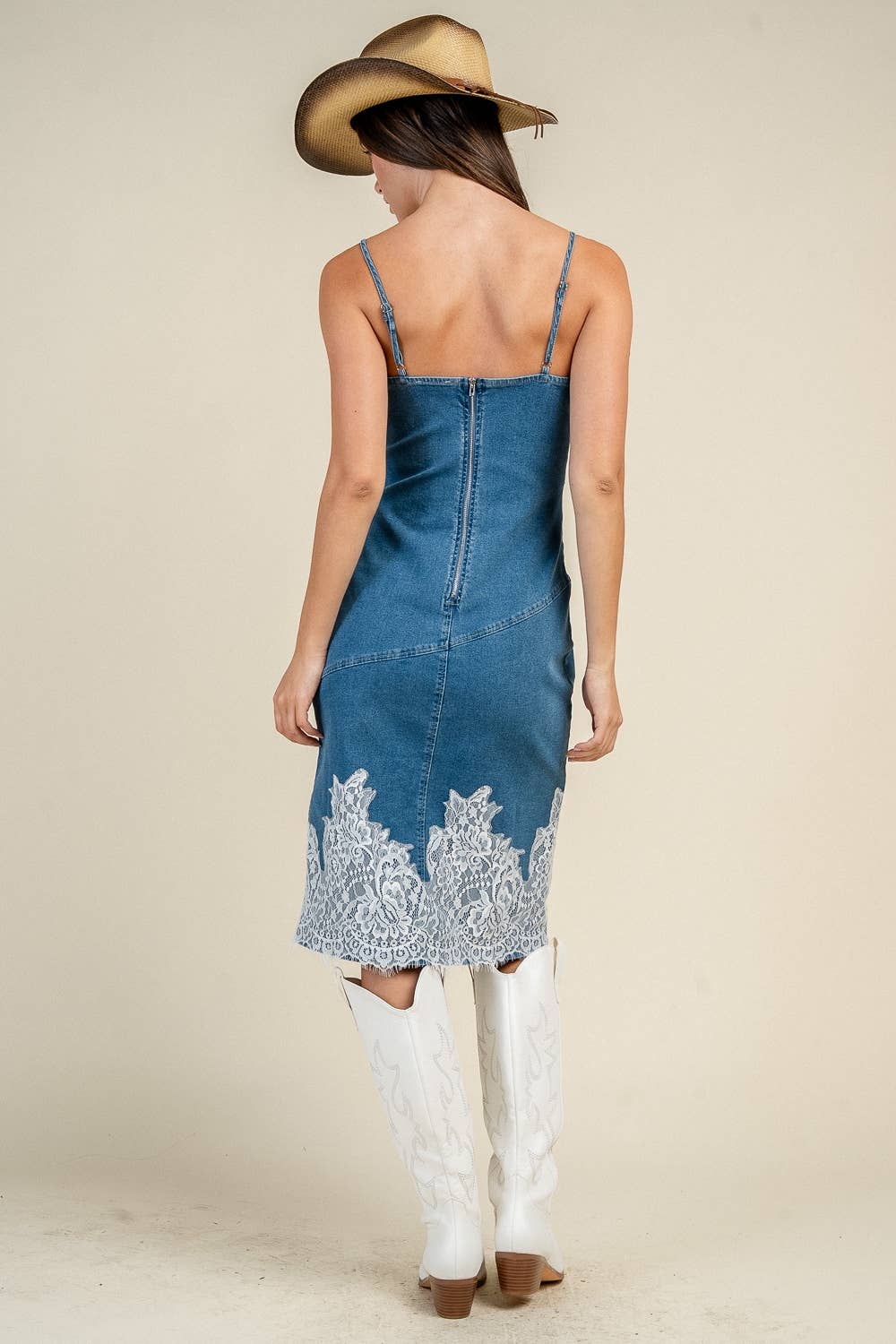 Norma Jean Lace Denim Midi Dress - Wild Dandelion BoutiqueDressesNorma Jean Lace Denim Midi DressWild Dandelion Boutique