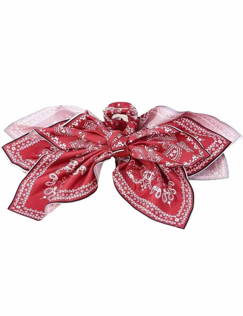 Daisy Mae Paisley Floral Print Bow Knot Hair Clip- Red - Wild Dandelion BoutiqueDaisy Mae Paisley Floral Print Bow Knot Hair Clip- RedWild Dandelion Boutique