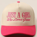 Just A Girl Who Loves Jesus Embroidery Trucker Hat - Wild Dandelion BoutiqueJust A Girl Who Loves Jesus Embroidery Trucker HatWild Dandelion Boutique