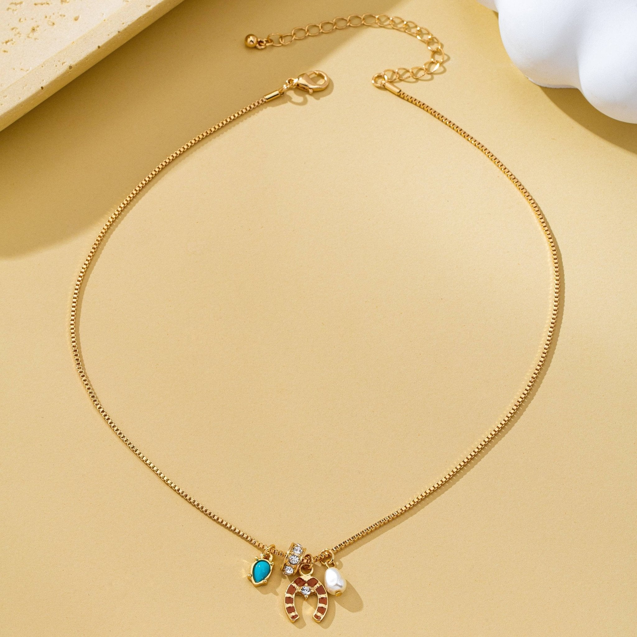 Miranda Southwest Horseshoe & Turquoise Charm Necklace - Wild Dandelion BoutiqueMiranda Southwest Horseshoe & Turquoise Charm NecklaceWild Dandelion Boutique