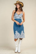 Norma Jean Lace Denim Midi Dress - Wild Dandelion BoutiqueDressesNorma Jean Lace Denim Midi DressWild Dandelion Boutique
