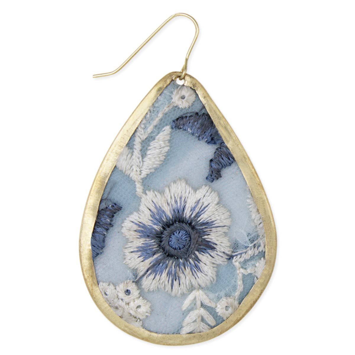 Light Blue Floral Embroidred Earrings - Wild Dandelion BoutiqueJewelryLight Blue Floral Embroidred EarringsWild Dandelion Boutique