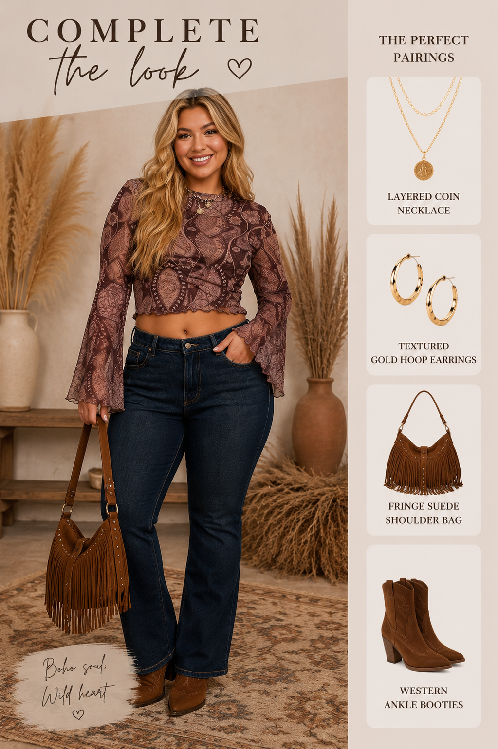 Top corto de malla Willa Boho Babe