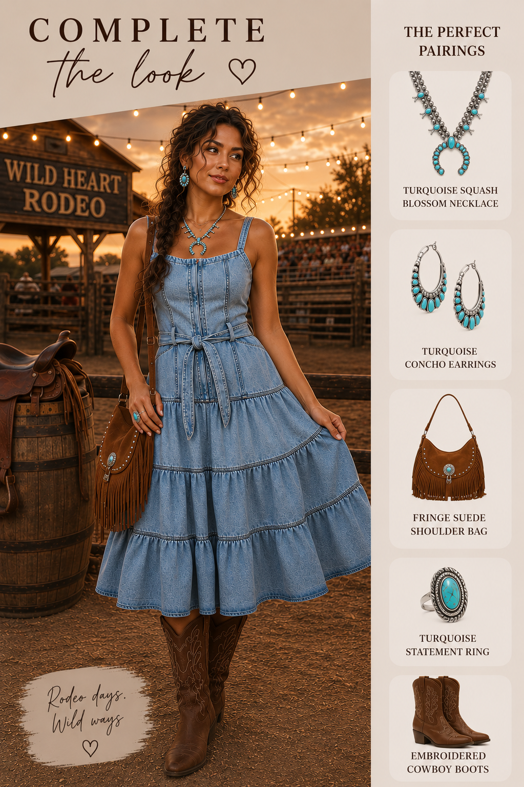 Vestido midi Carly Rae Denim con volantes