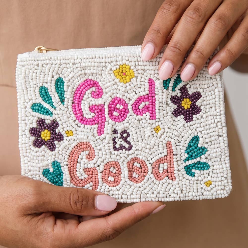 God Is Good Floral Beaded Coin Pouch - Wild Dandelion BoutiqueAccessoriesGod Is Good Floral Beaded Coin PouchWild Dandelion Boutique