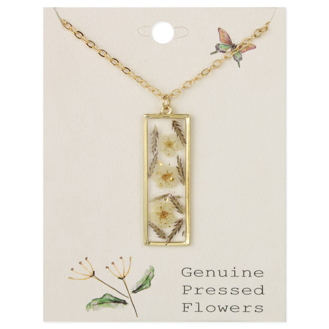 Collar de barra con diseño floral de pradera blanca