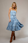 Carly Denim Tiered Midi Dress - Wild Dandelion BoutiqueCarly Denim Tiered Midi DressWild Dandelion Boutique