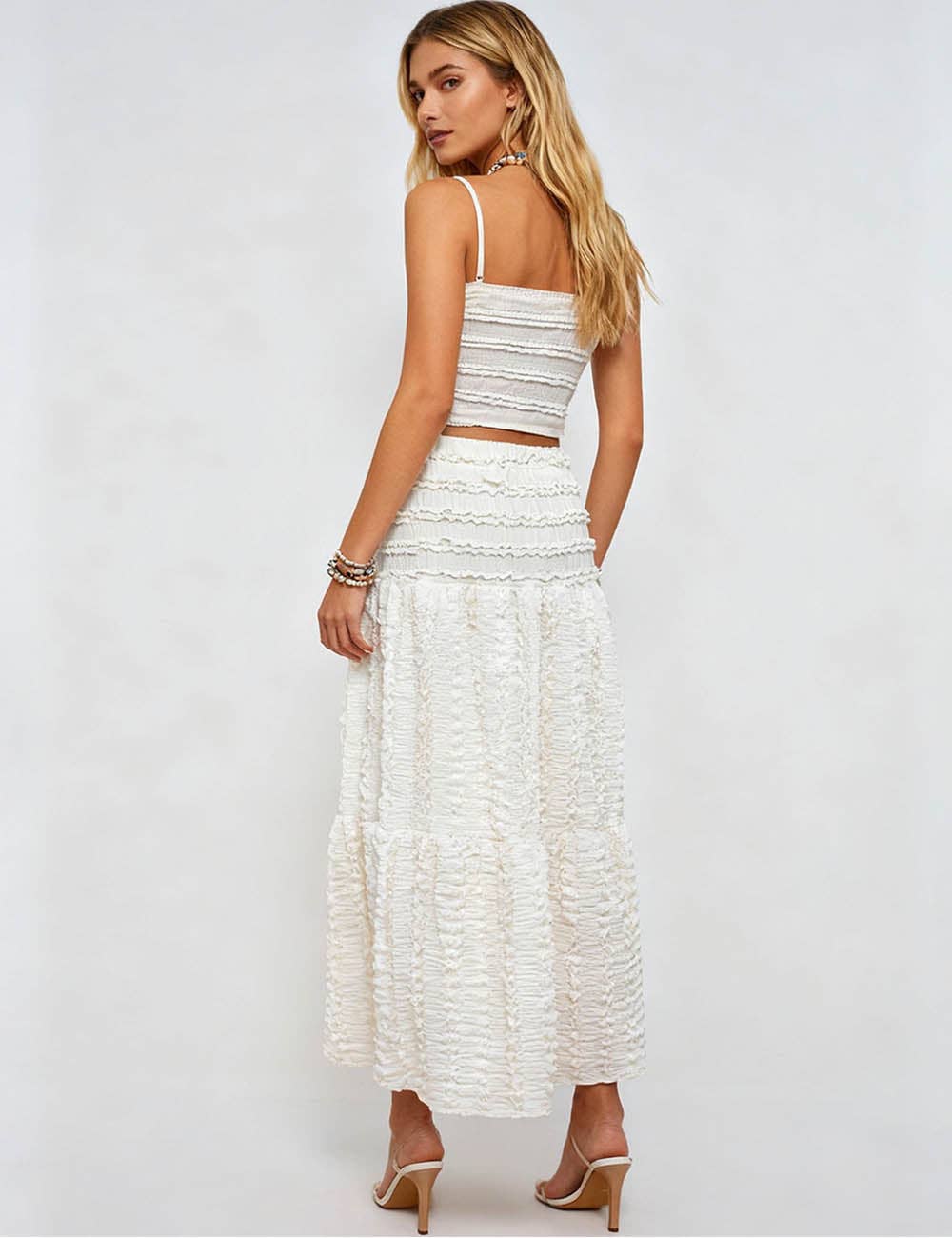 Maisie Wrinkle Ruffle Cami Top & Tiered Maxi Skirt Set - Wild Dandelion BoutiqueMatching SetMaisie Wrinkle Ruffle Cami Top & Tiered Maxi Skirt SetWild Dandelion Boutique