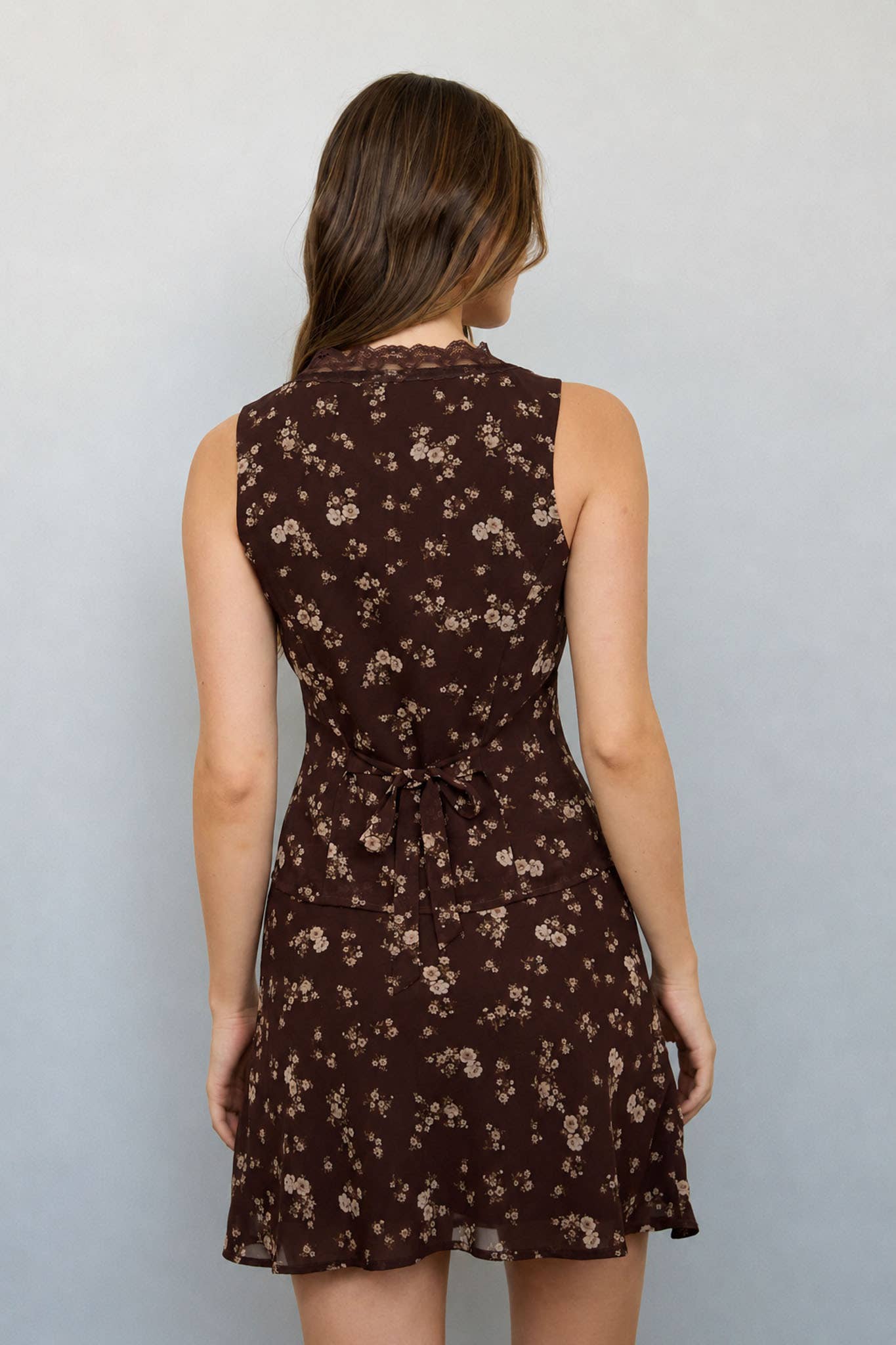Emmy Floral Lace Trim Sleeveless Blouse